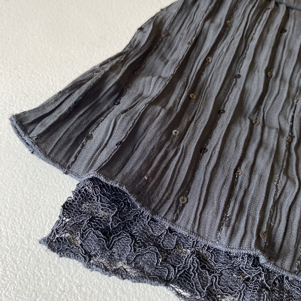 Vintage Y2K Lace/Sequins Babydoll Black Tank Whimsygoth Fairy Gauzy Studio 1940 - Picture 3 of 15